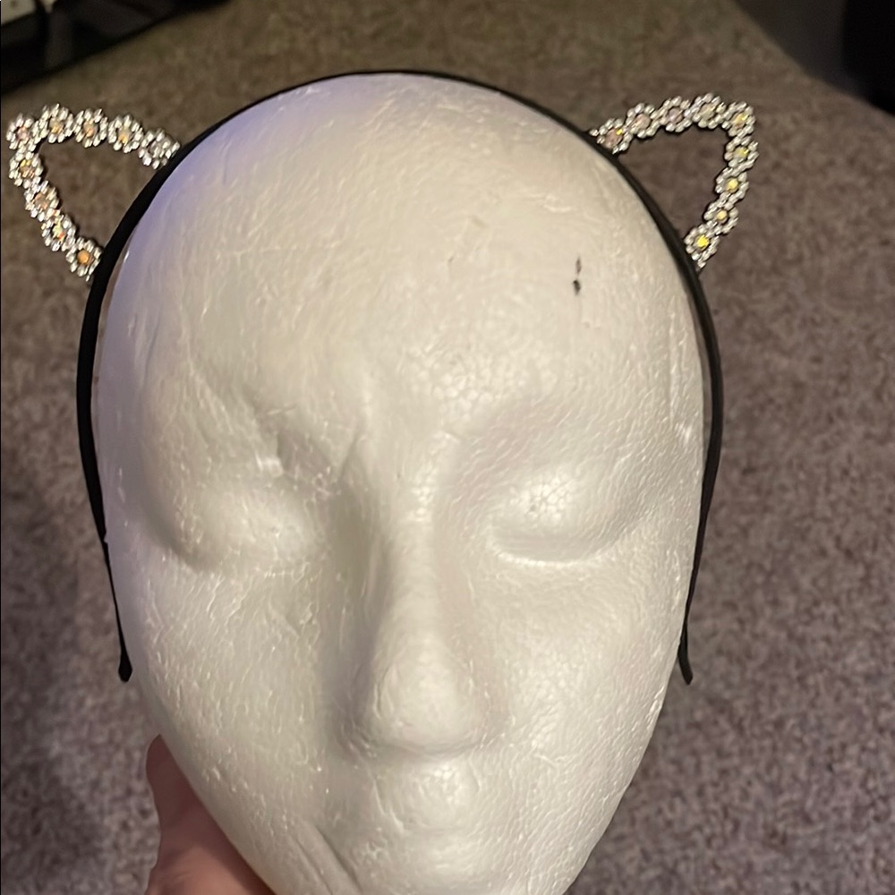 Satin and Crystal Cat Ear Headband